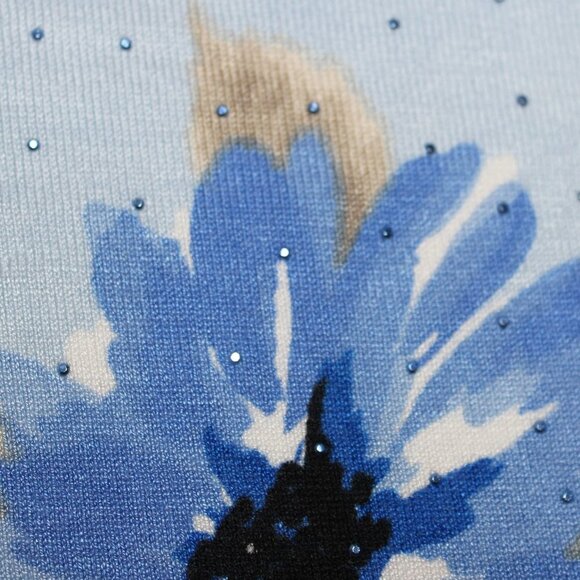 C. D. Daniels Knit Pale Blue Top with Blue Flowers - Picture 10 of 11